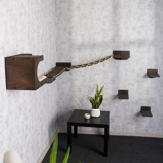 Luxurious Cat House with Cozy Steps and Corner Bridge - Modern Cat