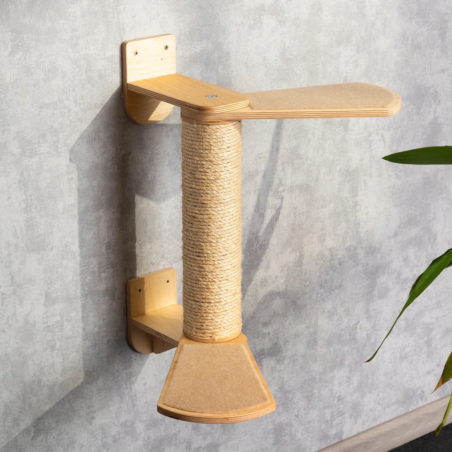 handmade-scratching-post-with-built-in-shelves