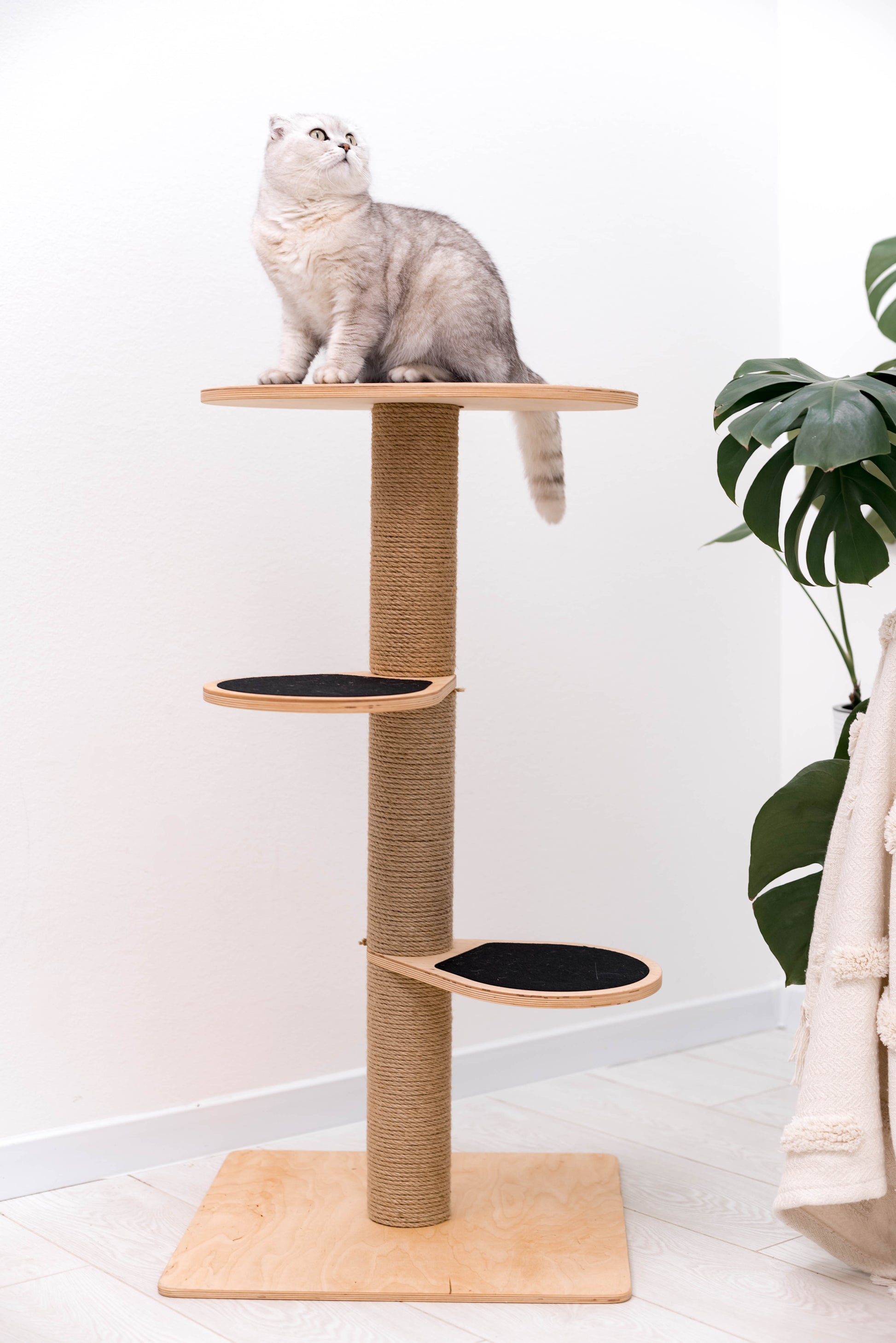 Light-wood-cat-tower
