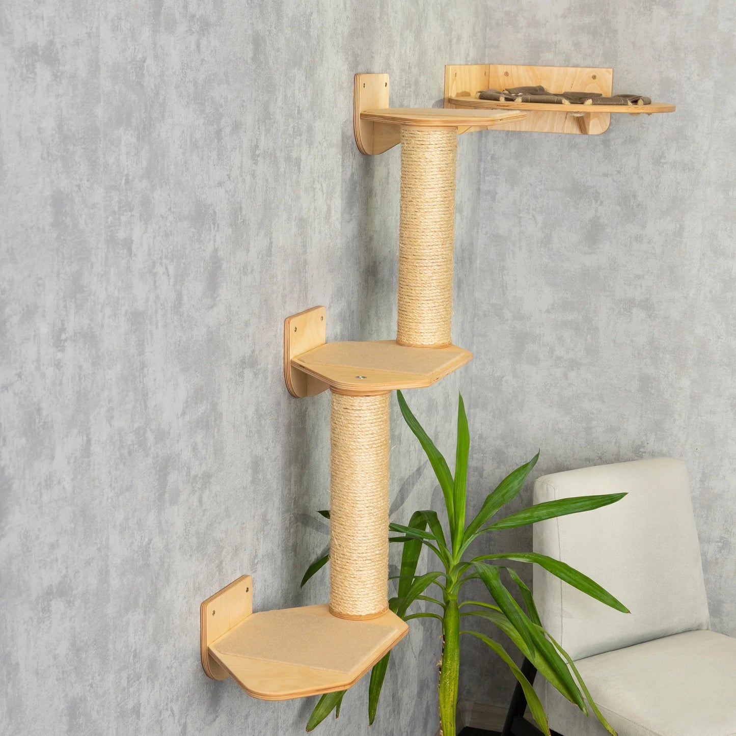 luxurious-cat-tree-with-hammock-shelves