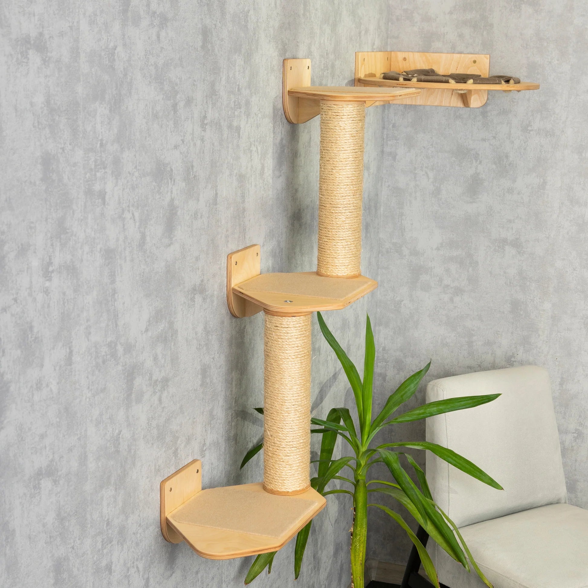 luxurious-cat-tree-with-hammock-shelves