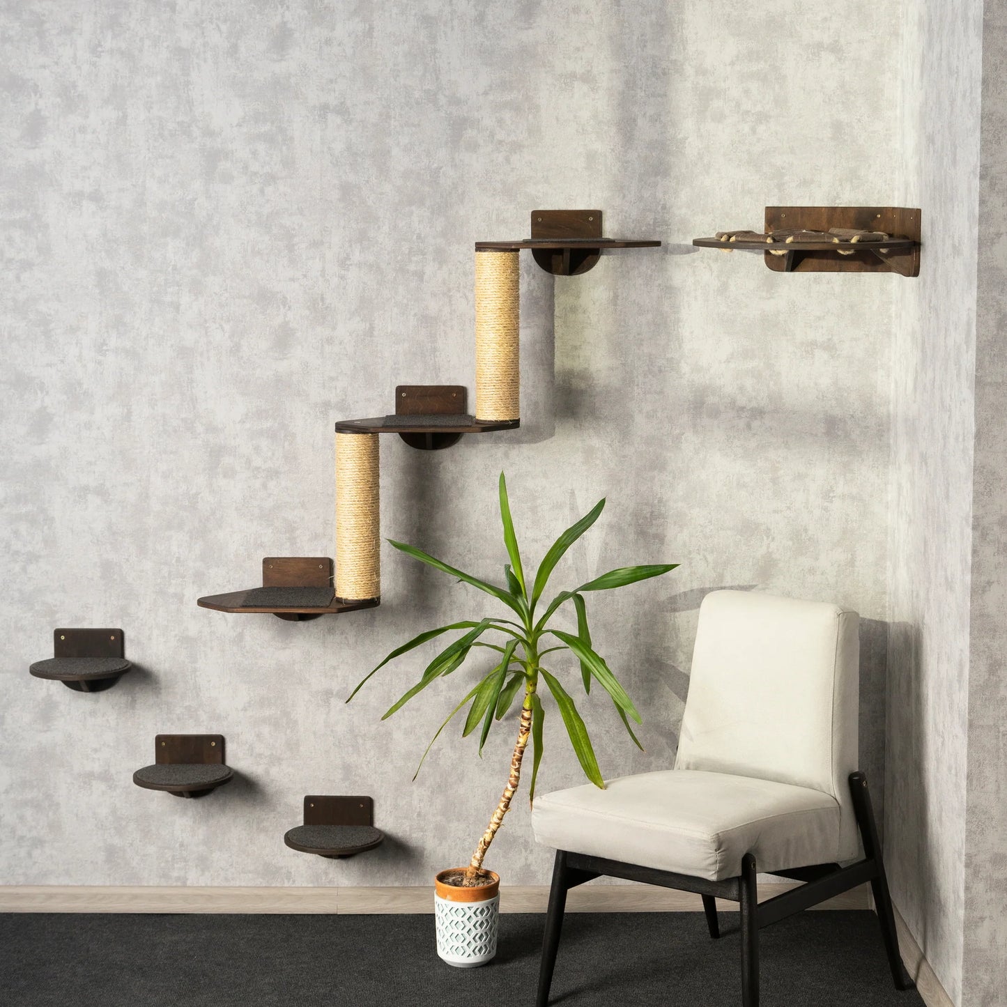 luxurious-cat-tree-with-hammock-shelves