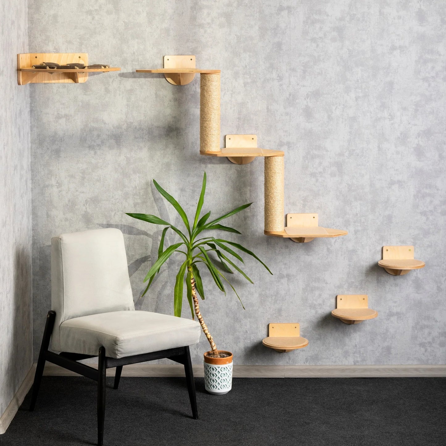luxurious-cat-tree-with-hammock-shelves