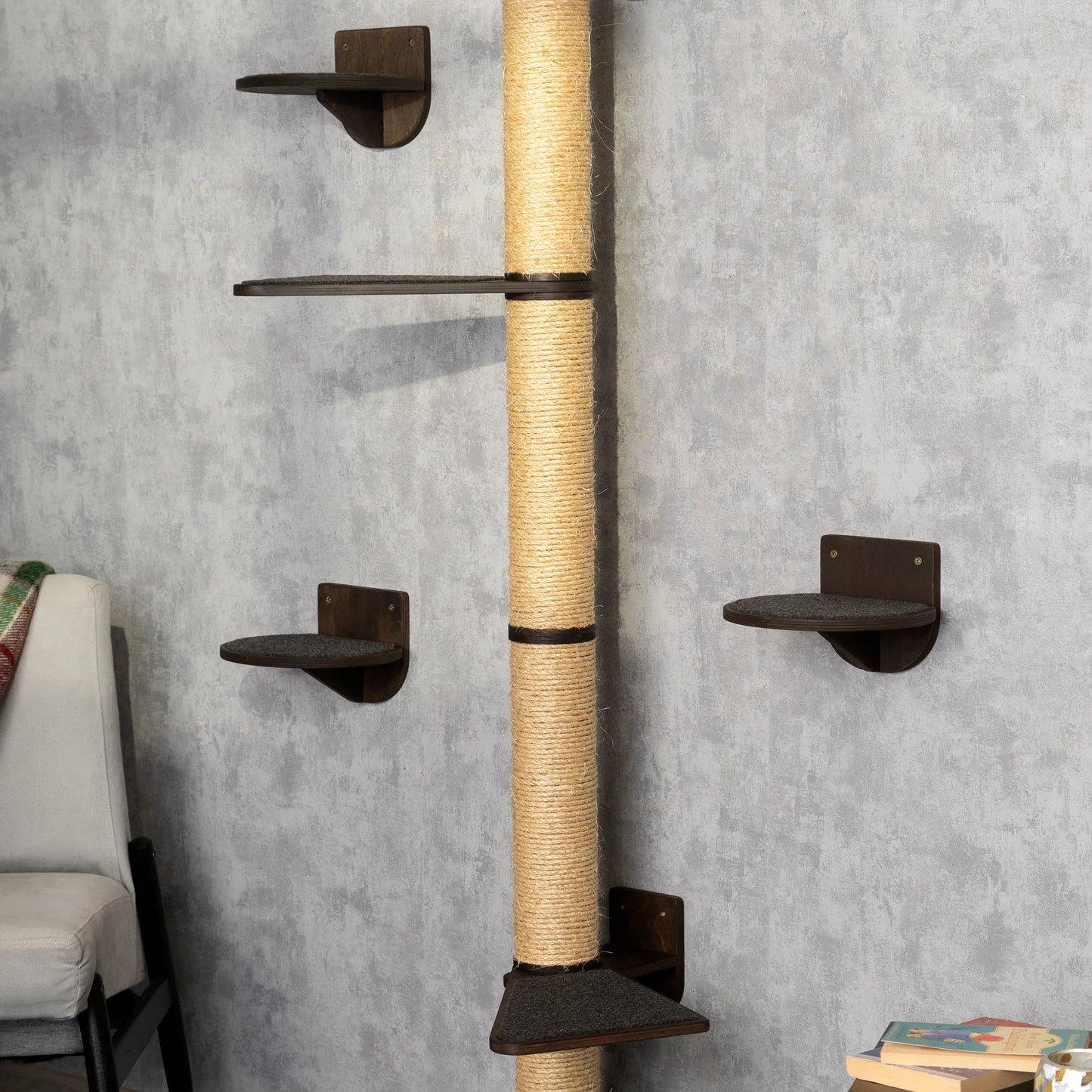 multi-level-cat-tree-and-wall-mounted-shelves-set