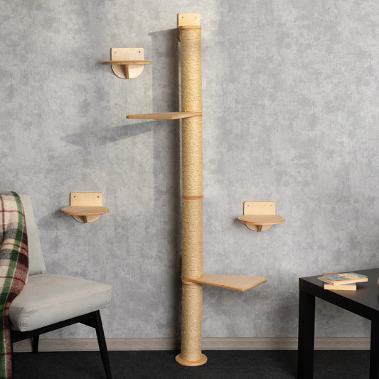 multi-level-cat-tree-and-wall-mounted-shelves-set
