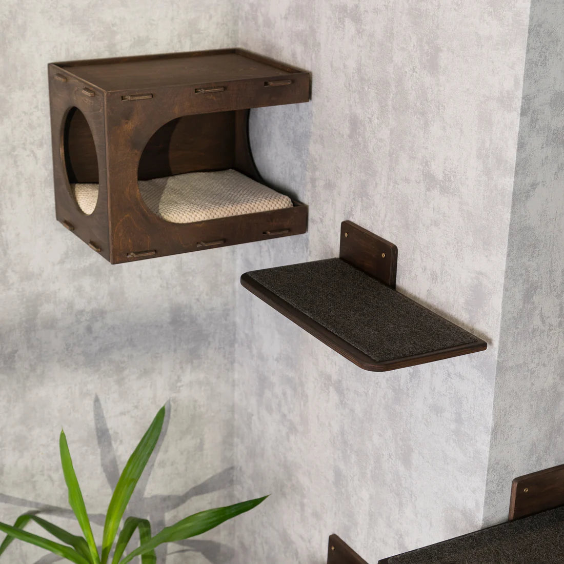 Stylish Cat Wall Houses with Integrated Steps - Modern Cat