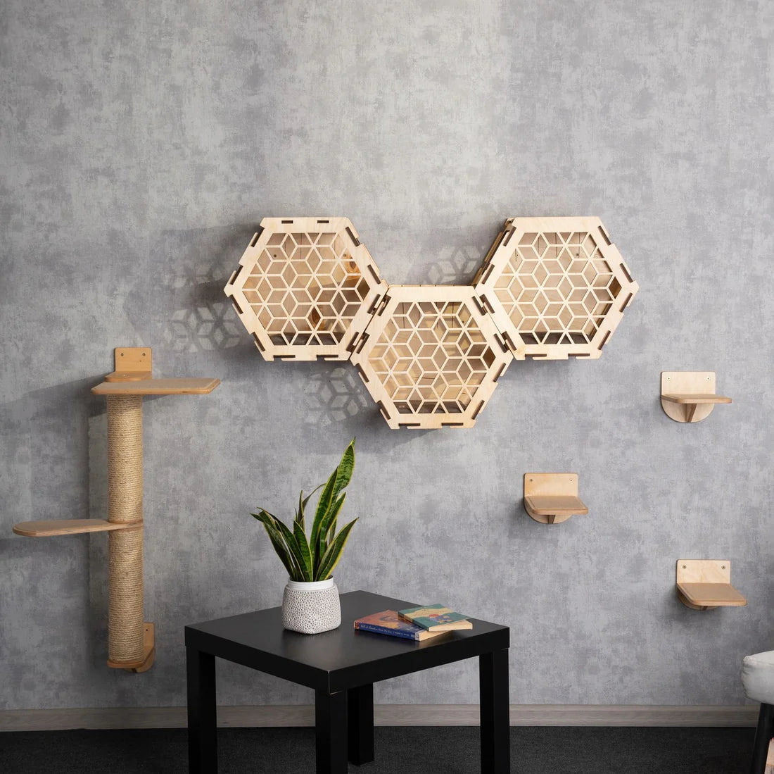 Multi-Level Cat House with Integrated Scratching Post - Modern Cat