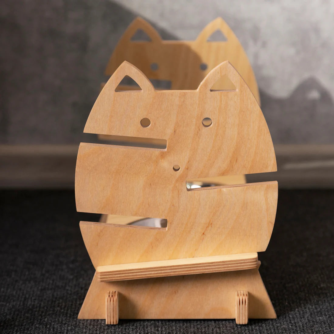 modern cat handcrafted feeding bowl set