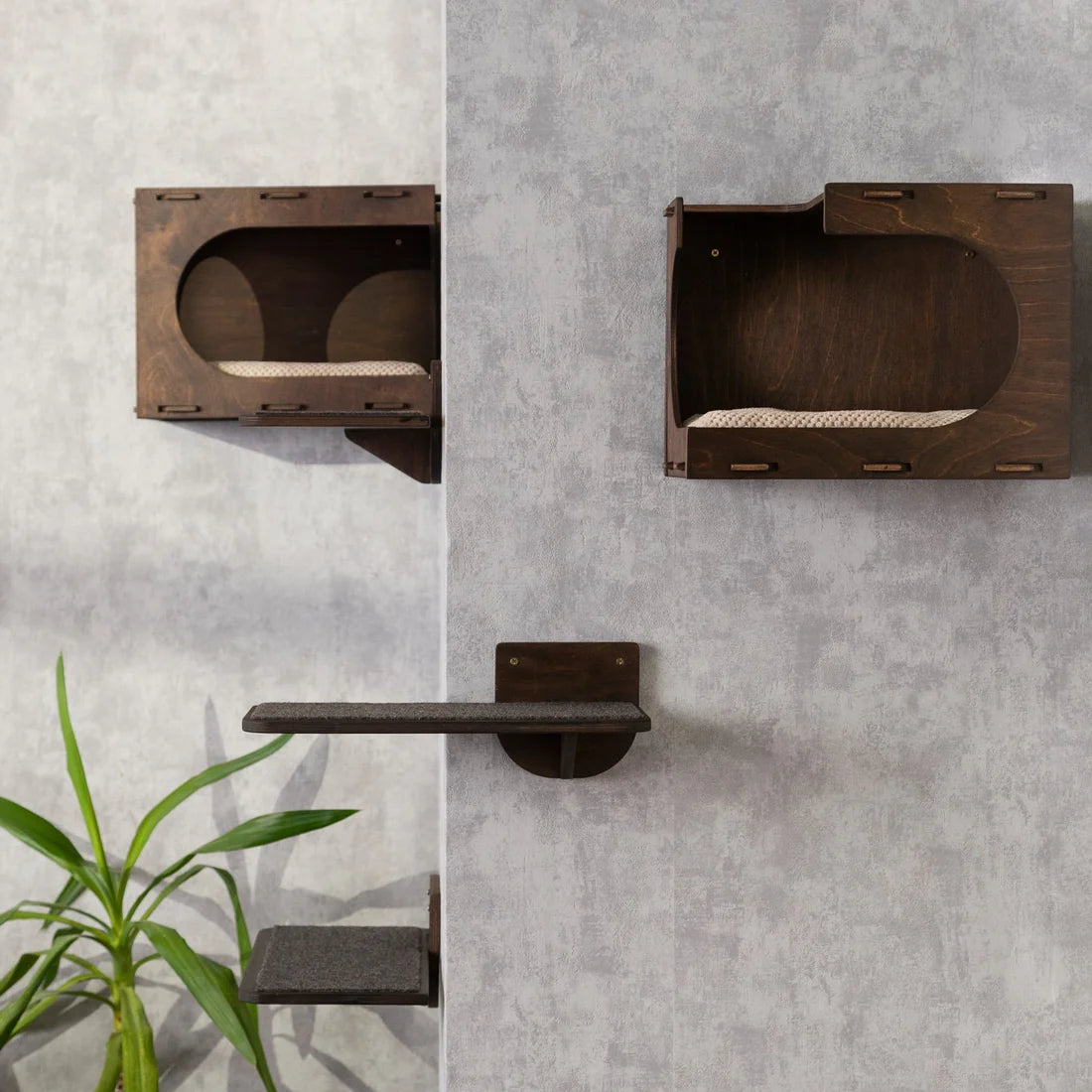 Stylish Cat Wall Houses with Integrated Steps - Modern Cat
