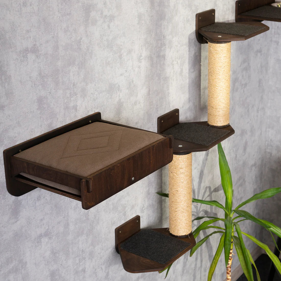 wall-mounted-cat-bed-dark-wood
